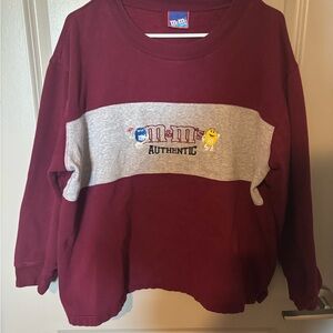 M&M's Burgundy and Gray Women's Crew Neck Sweater